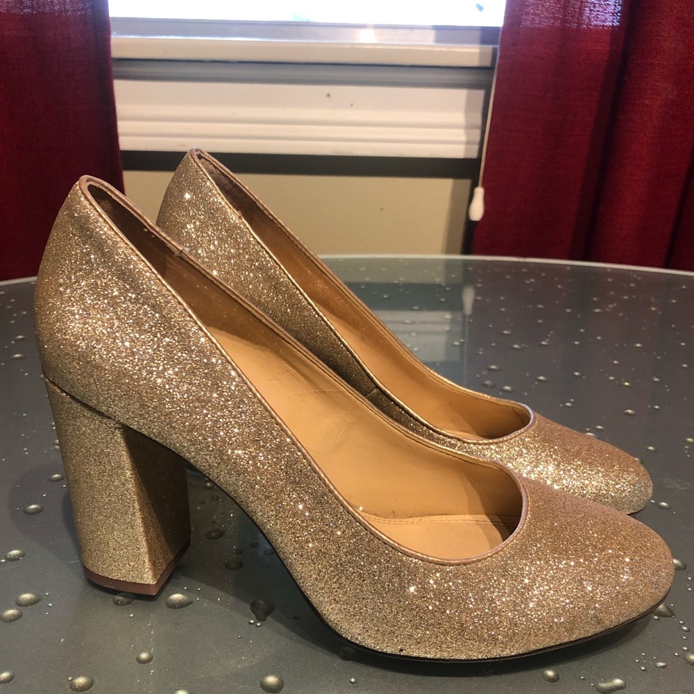 Giana Bini Glitter Gold Heels Formal Shoes 8